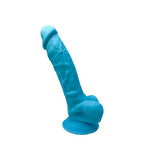 SilexD 7 inch Realistic Silicone Dual Density Dildo with Suction Cup and Balls Blue