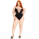 Leg Avenue Shredded Thong Bodysuit Black Plus Size